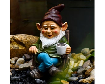 Outdoor Rocking Chair Spring Gnome | Garden Gnome | Handmade Outdoor Gnomes | Resin Gnomes