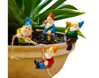 Mini Flower Planter 4pcs Gnome Set | Resin Gnomes | Garden Gnomes | Handmade Gnomes | Indoor Decor