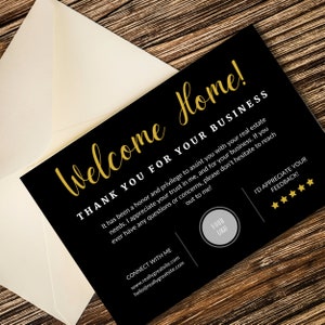 Cartes de bienvenue chez l'agent immobilier, Marketing immobilier, Carte de fin d'année heureuse, Carte de bienvenue pour agent immobilier, Carte de clôture modifiable, Cadeau de bienvenue imprimable
