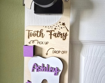 Tooth Fairy Pickup Dropoff Door Hanger, Tooth Fairy Visit, Personalized Door Hanger, Tooth Fairy Money Holder, Tooth Fairy For Kids