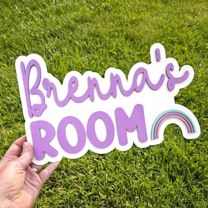 Rainbow Name Sign, Personalized Kids Door Sign, Kids Door Name Sign, Rainbow Nursery, Kids Bedroom Door Name Sign, Custom Door Sign
