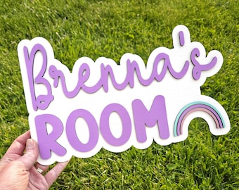 Rainbow Name Sign, Personalized Kids Door Sign, Kids Door Name Sign, Rainbow Nursery, Kids Bedroom Door Name Sign, Custom Door Sign