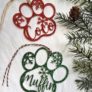 Personalized Dog Paw Ornament, Pet Gift, Custom Pet Dog Christmas Ornament, Animal Pet Ornament, 2024 Ornament, Acrylic Dog Ornament