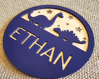 Dinosaur Name Sign, Personalized Christmas Gift, Dinosaur Room Decor, Wooden Name Sign, Door Sign for Kids Room, Dinosaur Decor, Nursery