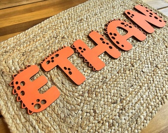 Dinosaur name sign, Nursery Name Sign, Cut out Name Sign, Boys Room, Kids Wall Decor, Toddler Room Decor, Kids Door Sign,Dinosaur Wall Decor