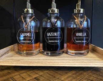 Coffee Syrup Labels, Custom Acrylic Coffee Bar Labels, Coffee Labels, Coffee Bar Accessories, Engraved Coffee Labels, Coffee Bar