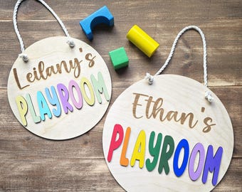 Rainbow Playroom Sign, Custom Playroom Sign, Kids Wall Decor, Classroom Sign, Wood Playroom Sign, Wood Kids Sign,Personalized Playroom Sign