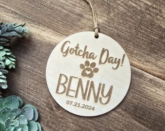 Personalized Wood Dog Adoption Ornament: Happy Gotcha Day Gift