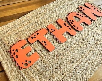 Dinosaur name sign, Nursery Name Sign, Cut out Name Sign, Boys Room, Kids Wall Decor, Toddler Room Decor, Kids Door Sign,Dinosaur Wall Decor