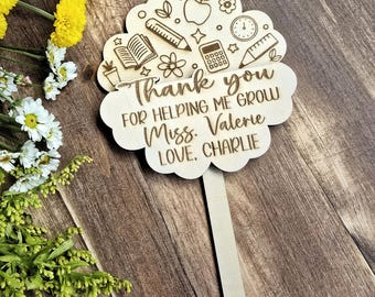 Teacher Gift Card Holder Personalized Teacher Plant Sign Helping Me Grow Teacher End of Year Gift Thank You Gift Keepsake from Student