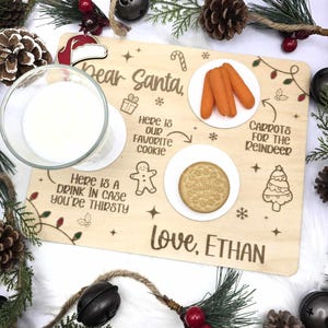 Custom Santa Cookie Plate, Christmas Eve Cookie Tray, Santa Cookie and Milk Platter, Personalized Christmas Decor, Santa Cookie Board