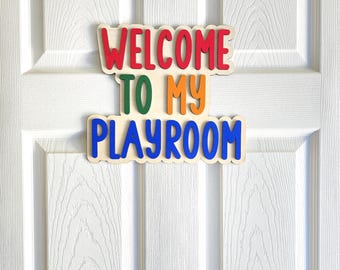 Playroom Sign, Custom Playroom Sign, Kids Wall Decor, Classroom Sign, Wood Playroom Sign, Custom Door Sign, Wood Kids Sign