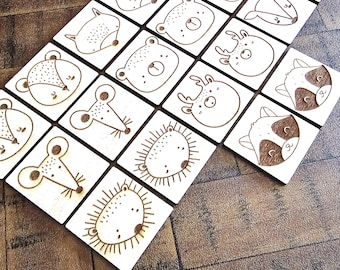 Woodland Themed Memory Game, Kids Matching Game, Learning Gift, Wooden Games, Kids Memory Game, Montessori