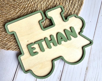 Kids Train Name Sign, Train Bedroom Decor, Train Nursery Name Sign, Train Bedroom Door Hanger, Kids Door Sign, Kids Name Sign, Nursery decor