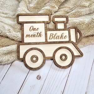 Train Baby Monthly Milestone Marker, Boy Monthly Photo Sign, Train Milestone Card, Baby Shower Gift, Baby Photo Prop, Boy First Year Photos