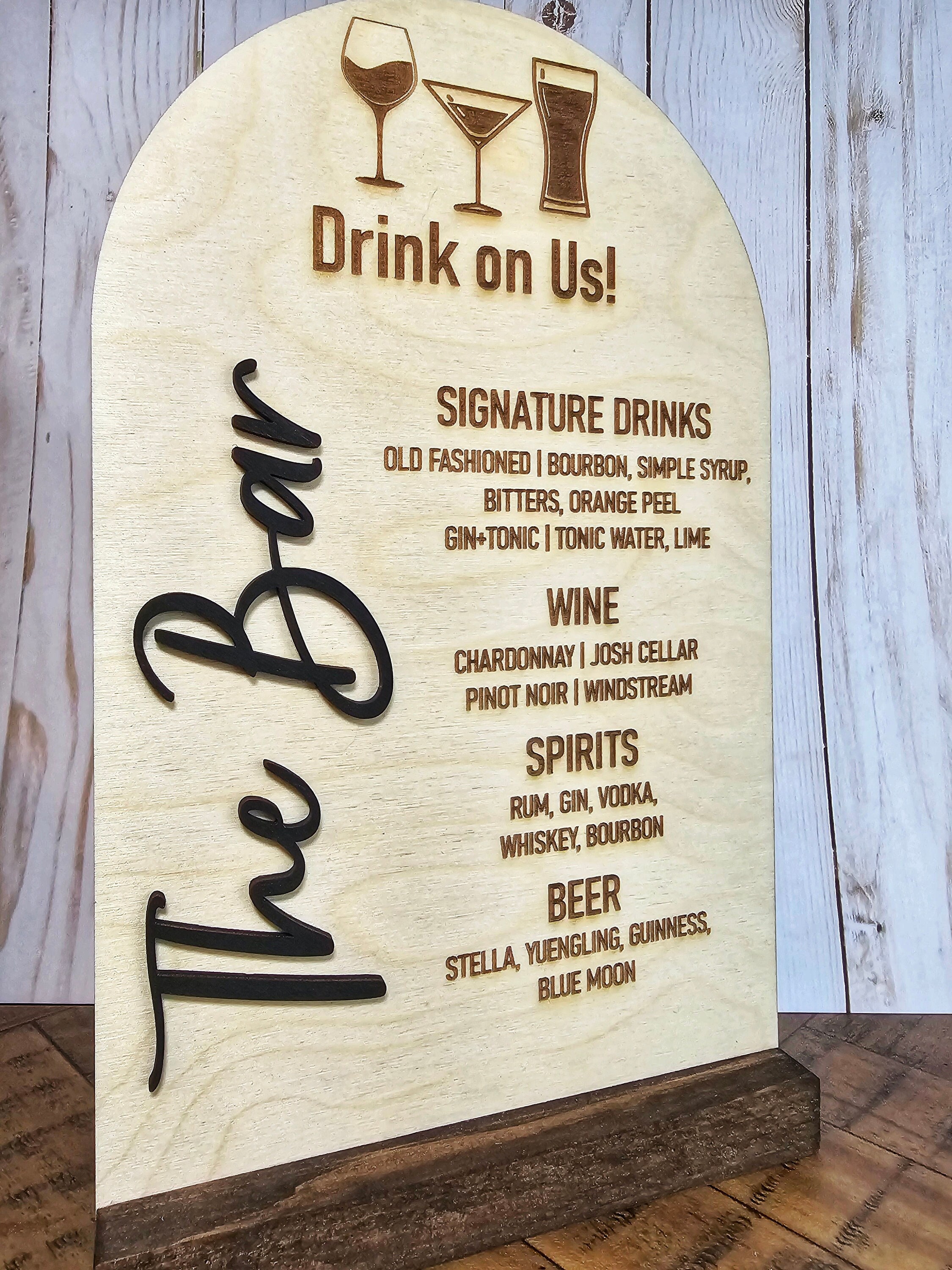 Wooden Bar Menu, Custom Bar Menu Sign, Personalized Bar Menu, Beer Sign ...