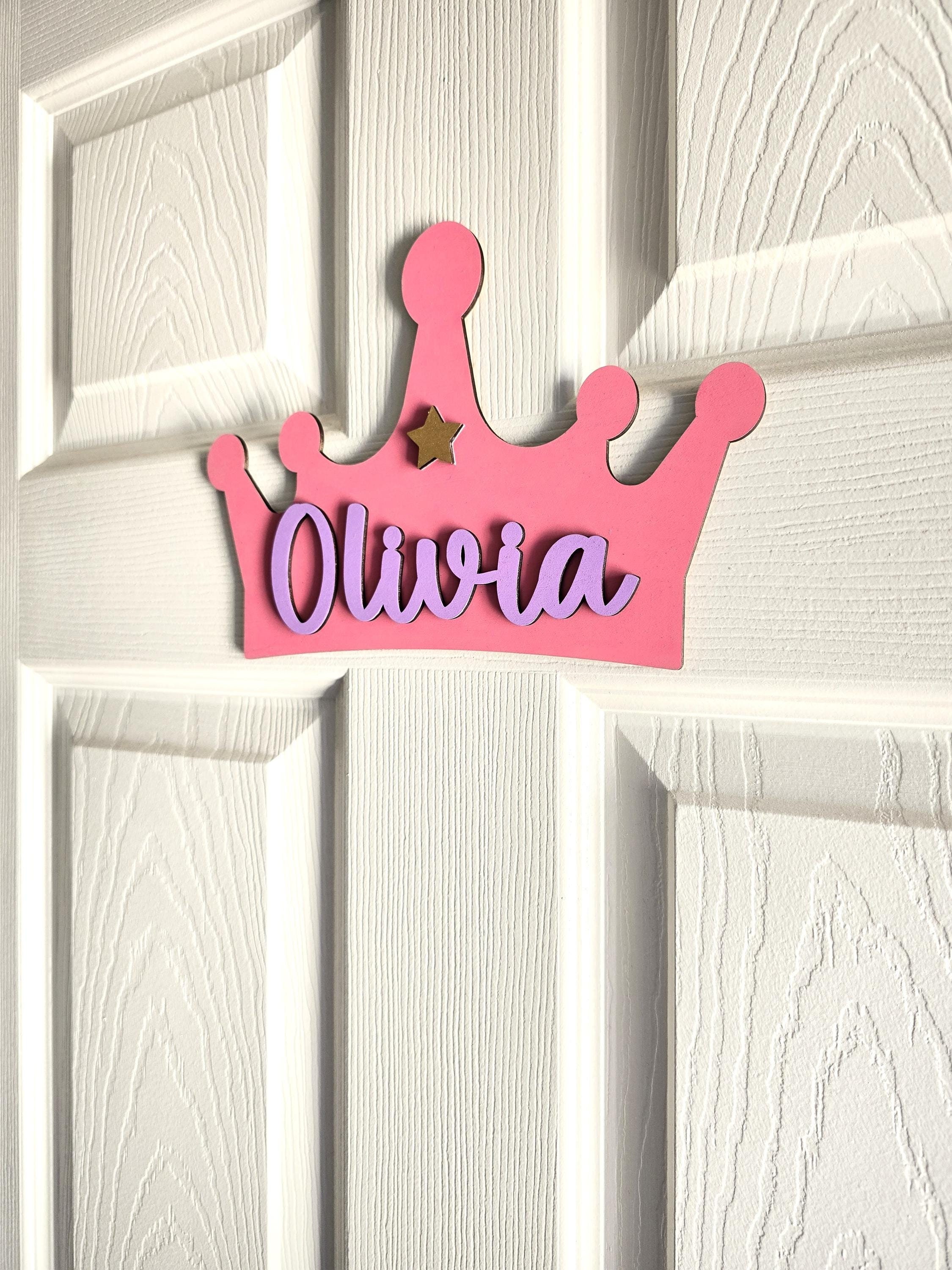 Princess Crown Room Sign, Kids Door Sign, Girl's Room Decor, Girl's Door Sign, Door Name Sign, Kids Door Plaque, Nursery Decor