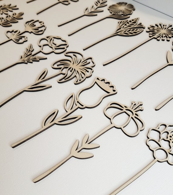Wooden Flower Bouquet, Wood flowers, Valentine's Gift, Gift for Her, Laser Cut Flowers, Spring Flowers, Wooden Flower Stems, Home decor