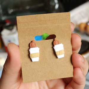 Pumpkin Spice Latte - polymer clay stud earrings