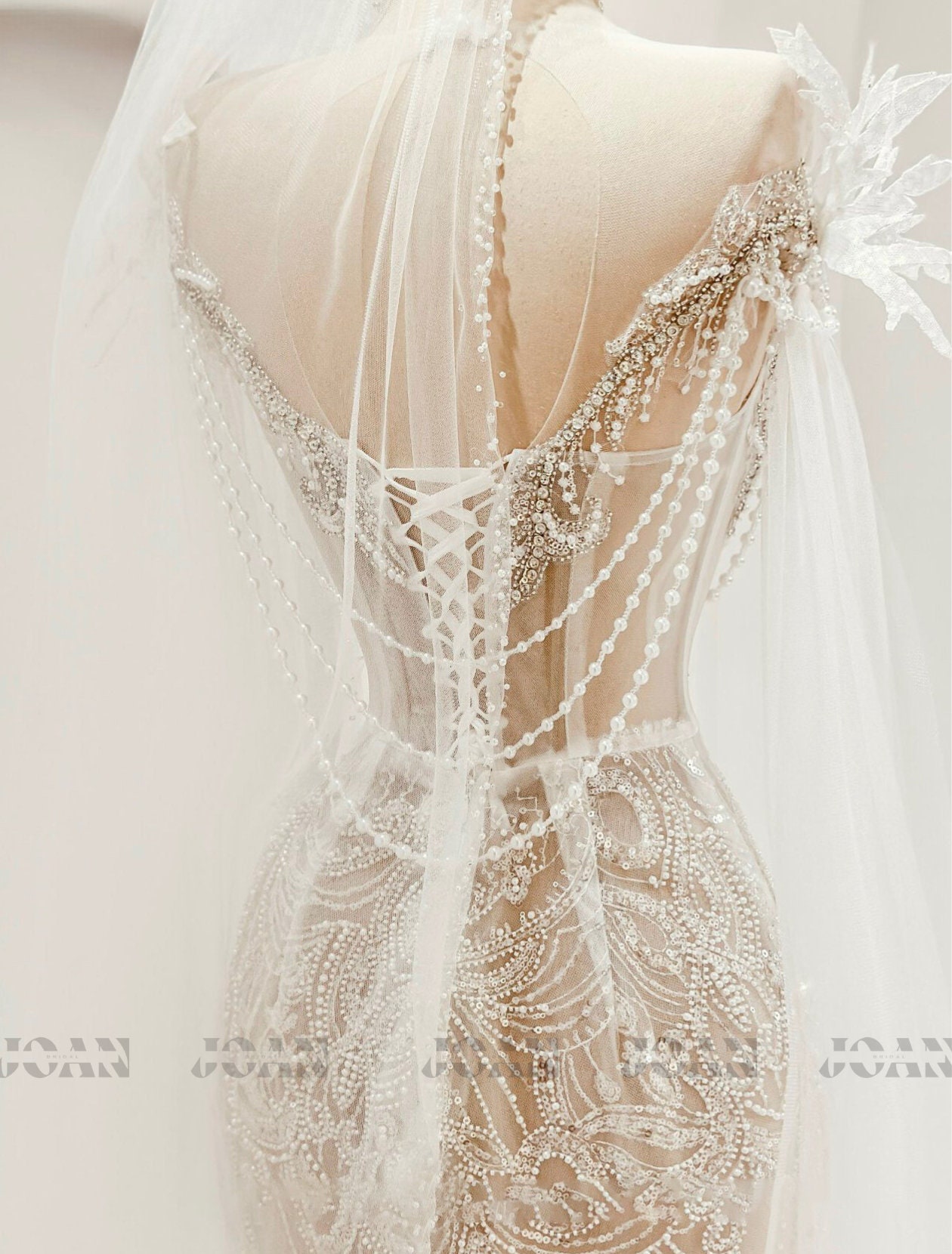 Off-Shoulder Strapless Corset Sleek Frindge Beaded Mermaid Wedding Dress