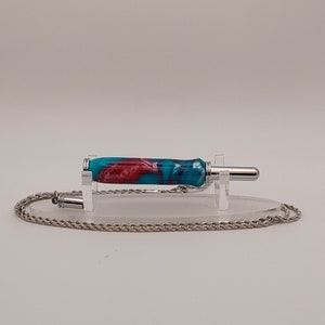 Blue/Pink Swirl Chrome Seam Ripper Necklace