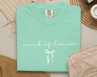Maid of Honor Shirt with Bow MOH Tee Trendy Oversized Wedding Shirt with Bow Maid of Honor Shirt Wedding Shirt Gift for Bridal Shower Gift