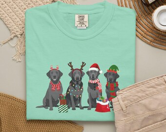 Christmas Silver Lab Shirt Blue Eyes X-mas Labrador Retriever T-Shirt Xmas Holiday Dog T Shirt Silver Labrador Mom Tee Lab Owner Gift for