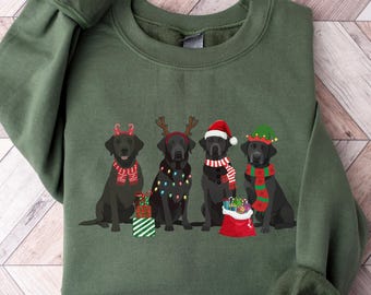 Kerst zwart Lab Sweatshirt X-mas labrador retriever shirt Xmas hond trui vakantie hond ronde hals zwarte labrador moeder shirt Lab Mama cadeau