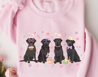 Suéter de Páscoa Labrador Preto Labrador Retriever Suéter de Páscoa Cachorro Suéter de Páscoa Preto Lab Mãe Crewneck Preto Lab Presente Camisa de Páscoa para Cães