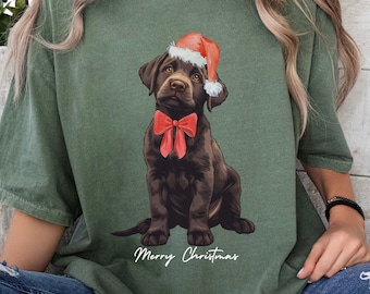 Kerst chocolade lab shirt chocolade labrador shirt labrador retriever tshirt kerst hond T-shirt kerst T-shirt vakantie shirt lab eigenaar cadeau