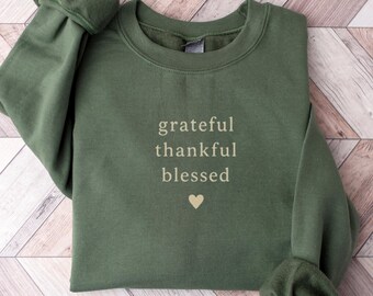 Thankful Blessed Sweatshirt Faith Sweatshirt Christian Crewneck Minimalist Fall Sweater Cozy Autumn Pullover Thanksgiving Sweatshirt Women