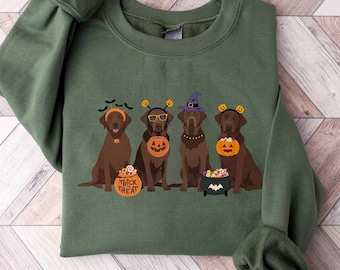 Halloween Chocolate Lab Sweatshirt Fall Labrador Retriever Shirt Halloween Dog Sweater Ghost Dog Crewneck Brown Labrador Mom Gift Lab Mom