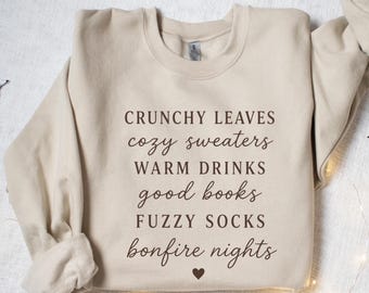 Cute Fall Sweatshirt Cozy Autumn Sweater Fall Definition Crewneck Minimalist Fall Graphic Shirt for Women Fall Vibes Pullover Leaves Books