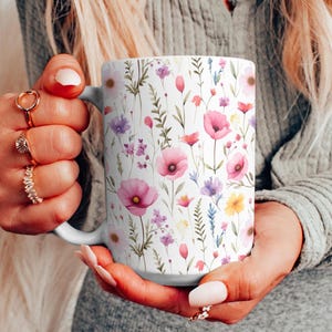 Wild Flower Coffee Mug Pressed Flower Mug Botanical Mug Nature Lovers Gift Cottagecore Mug Gift For Her Boho Mug Floral Coffee Cup Cute Gift