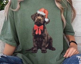 Kerst chocolade lab shirt chocolade labrador shirt labrador retriever tshirt kerst hond T-shirt kerst T-shirt vakantie shirt lab eigenaar cadeau