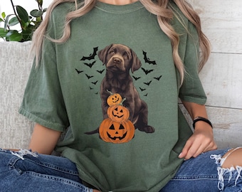 Spooky Chocolate Lab Puppy Shirt Chocolate Labrador T Shirt Labrador Retriever Tshirt Halloween dog shirt Halloween tee Pumpkin T-shirt Fall