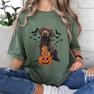 Spooky Chocolate Lab Puppy Shirt Chocolate Labrador T Shirt Labrador Retriever Tshirt Halloween dog shirt Halloween tee Pumpkin T-shirt Fall