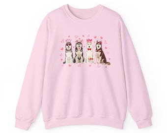 Valentine Siberian Husky Sweatshirt Valentines Day Husky Shirt Dog Valentine Sweater Husky Mom Crewneck Alaskan Malamute Mama Gift Samoyed