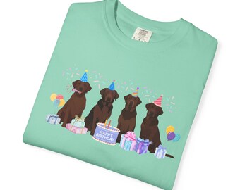 Birthday Chocolate Lab Shirt BDay Brown Labrador Retriever Tshirt Birthday Dog T-Shirt Birthday Party Dog T Shirt Lab Mom Tee Lab Mama Gift