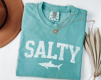 Vintage Salty Shirt Shark Shirt Cute Shark T Shirt Retro Summer Tee Graphic Tees Trendy Beach Shirt Vacation Tshirt Shark Lover Gift Ocean