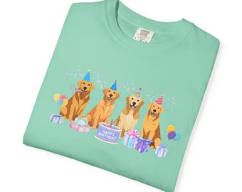 Birthday Golden Retriever Shirt BDay Golden Retriever Tshirt Birthday Dog T-Shirt Birthday Party Dog T Shirt Golden Mom Tee Golden Mama Gift