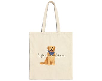 Golden Retriever Tote Bag Life is Golden Canvas Tote Bag Golden Mom Reusable Shopping Bag Dog Weekender Bag Golden Retriever Gifts for Owner