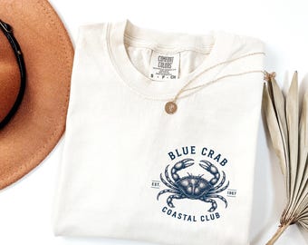 Vintage Blue Crab Shirt Maryland Blue Crab Club T-Shirt Coastal Crab T Shirt Nautical Sea Animal Shirt Gift for Crab Lover Gift Crabby MD