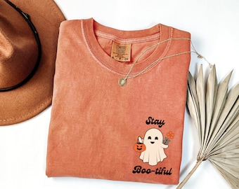 Spooky Ghost Shirt Comfort Colors Cute Ghost T Shirt Halloween Ghost Tee for Fall Graphic Tee Retro Halloween Shirt Spooky Season Fall Gift