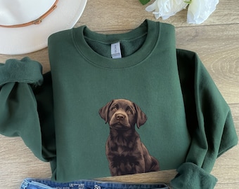 Cute Chocolate Labrador Puppy Sweatshirt Lab Sweat Shirt Labrador Retriever Crewneck Lab Mom Gift For Her Brown Lab Sweater Lab Mama Sweater