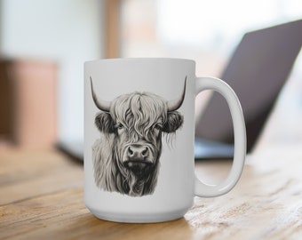 Caneca de vaca Highland Presente de vaca Highland Caneca de vaca Presente de vaca para amantes de vaca Copo de vaca escocês Moo Presente de vaca para ela Presente para ele Caneca de amantes da natureza fofa
