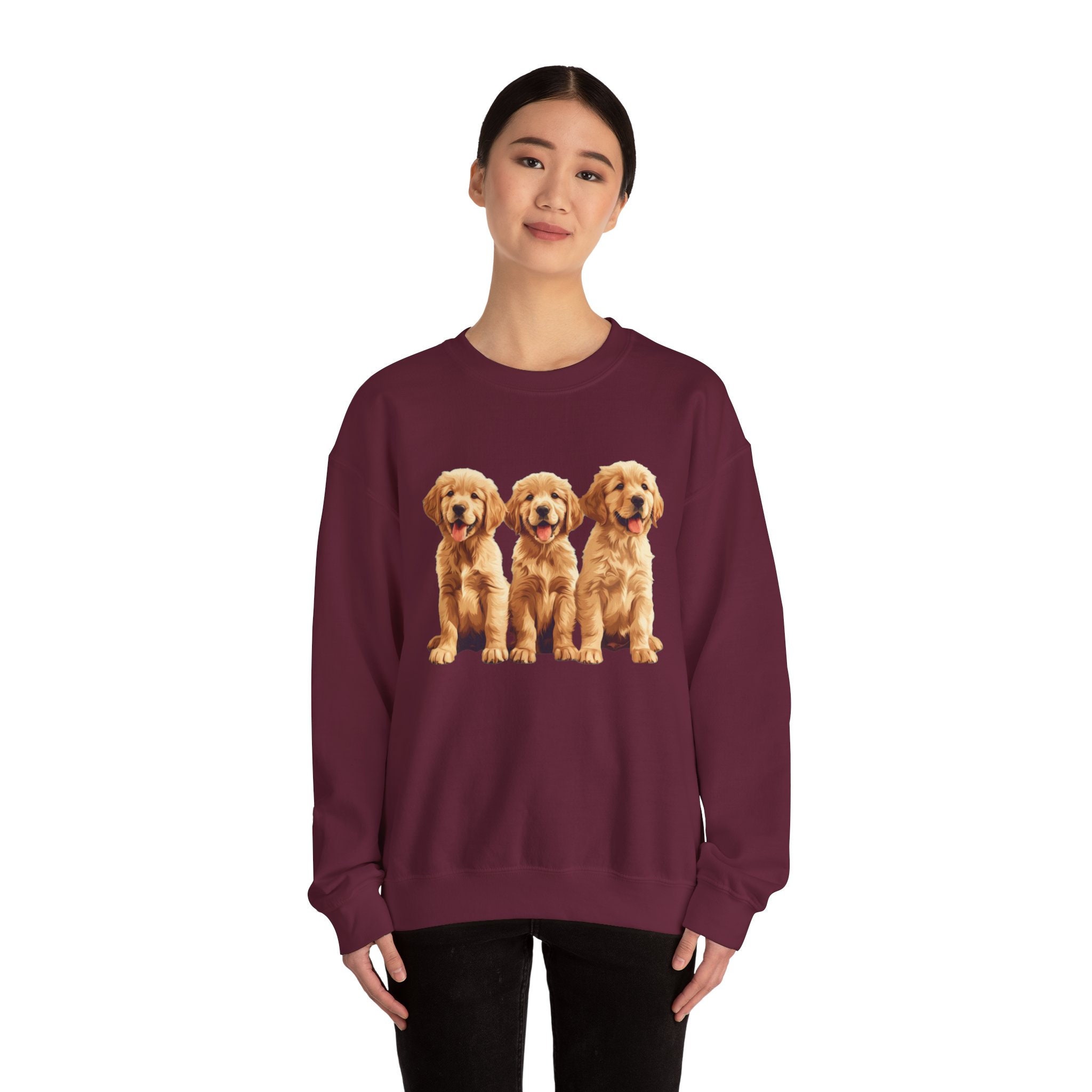 Unisex Golden Retriever Crewneck Cute Golden Puppies Sweatshirt Golden ...
