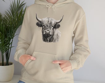 Unisex Highland Cow Sweatshirt Scottish Cow Hoodie Cow Sweat Shirt Gift For Cow Lovers Pull Over Country Sweat-Shirt Western Hoodie Moo Cow!