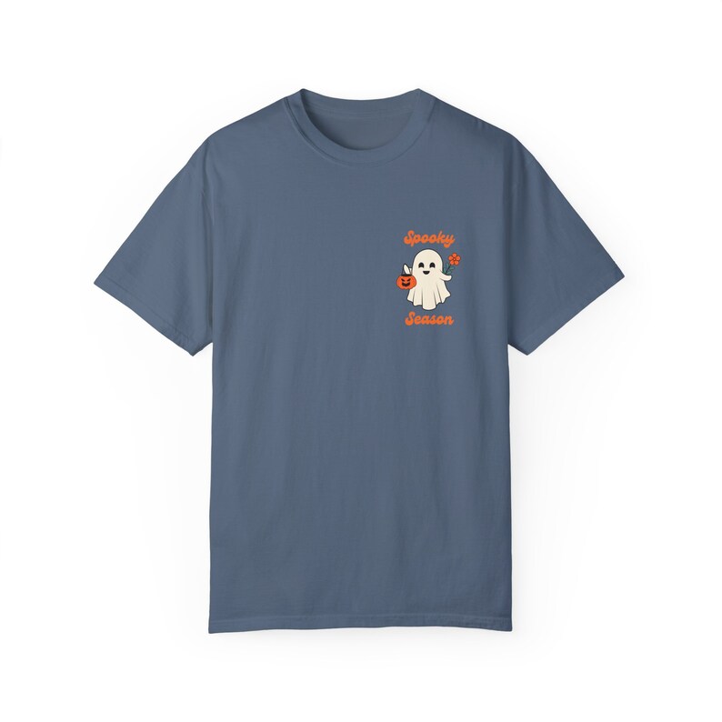 Spooky Ghost Shirt Comfort Colors Cute Ghost T Shirt Halloween Ghost Tee for Fall Graphic Tee Retro Halloween Shirt Spooky Season Fall Gift Blue Jean