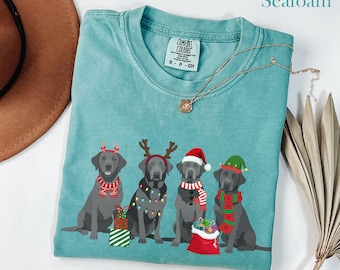 Kerst zilveren lab shirt x-mas labrador retriever T-shirt kerst vakantie hond T-shirt zilveren labrador moeder tee lab mama cadeau voor lab eigenaar T-shirt